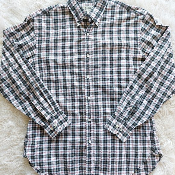 J. Crew Men's Plaid 100% Cotton Buttons Up Long Sleeve Shirt Siz M - Picture 2 of 7